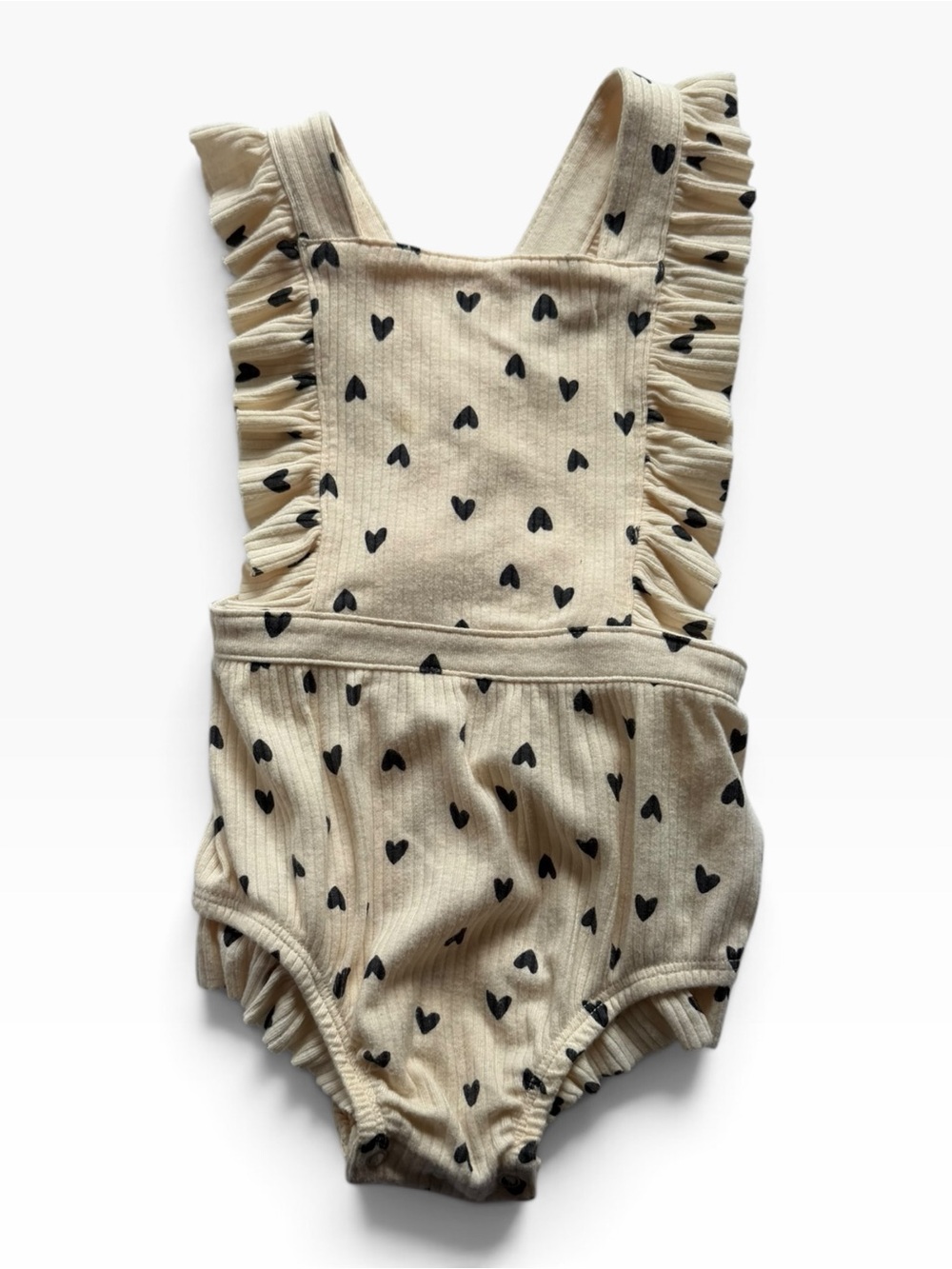 Cat & Jack Cream and Black Heart Ruffle One-Piece